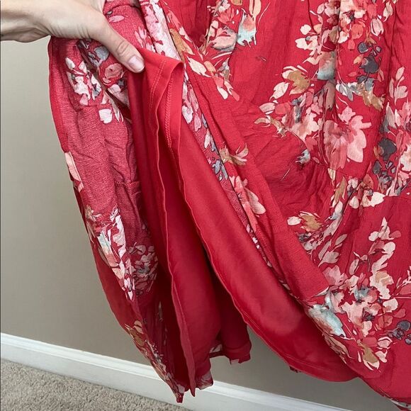 Torrid Crinkle Gauze Floral Red Voluminous Tiered Babydoll Dress Plus Size 6 NWT - Picture 8 of 13